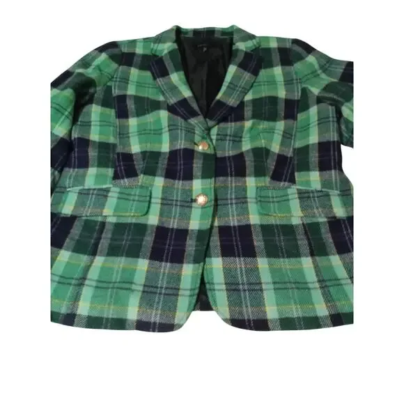 Talbot's Classic Shetland Aspen Plaid Wool Blend Multi Color Blazer Size 16 - Picture 3 of 13